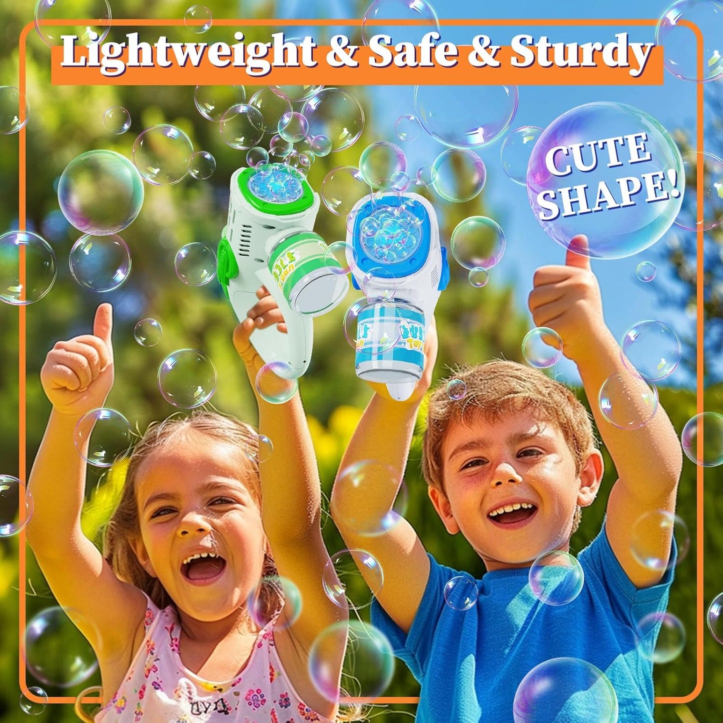 Dinosaur Bubble Gun 2-Pack - Light-Up Dino Bubble Machine Toys for Ages 3+ Kids with 10 Bubble Solution, 3-8 Year Old Boys Girls Birthday Party Favors Bubbles for Kids Toddler Toys