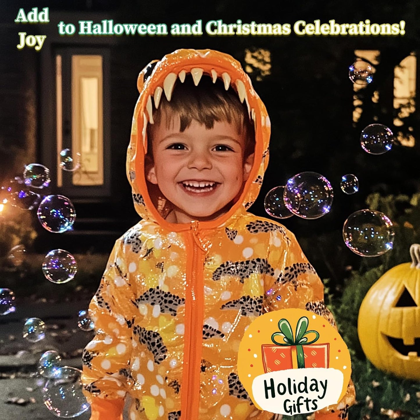 Dinosaur Bubble Gun 2-Pack - Light-Up Dino Bubble Machine Toys for Ages 3+ Kids with 10 Bubble Solution, 3-8 Year Old Boys Girls Birthday Party Favors Bubbles for Kids Toddler Toys